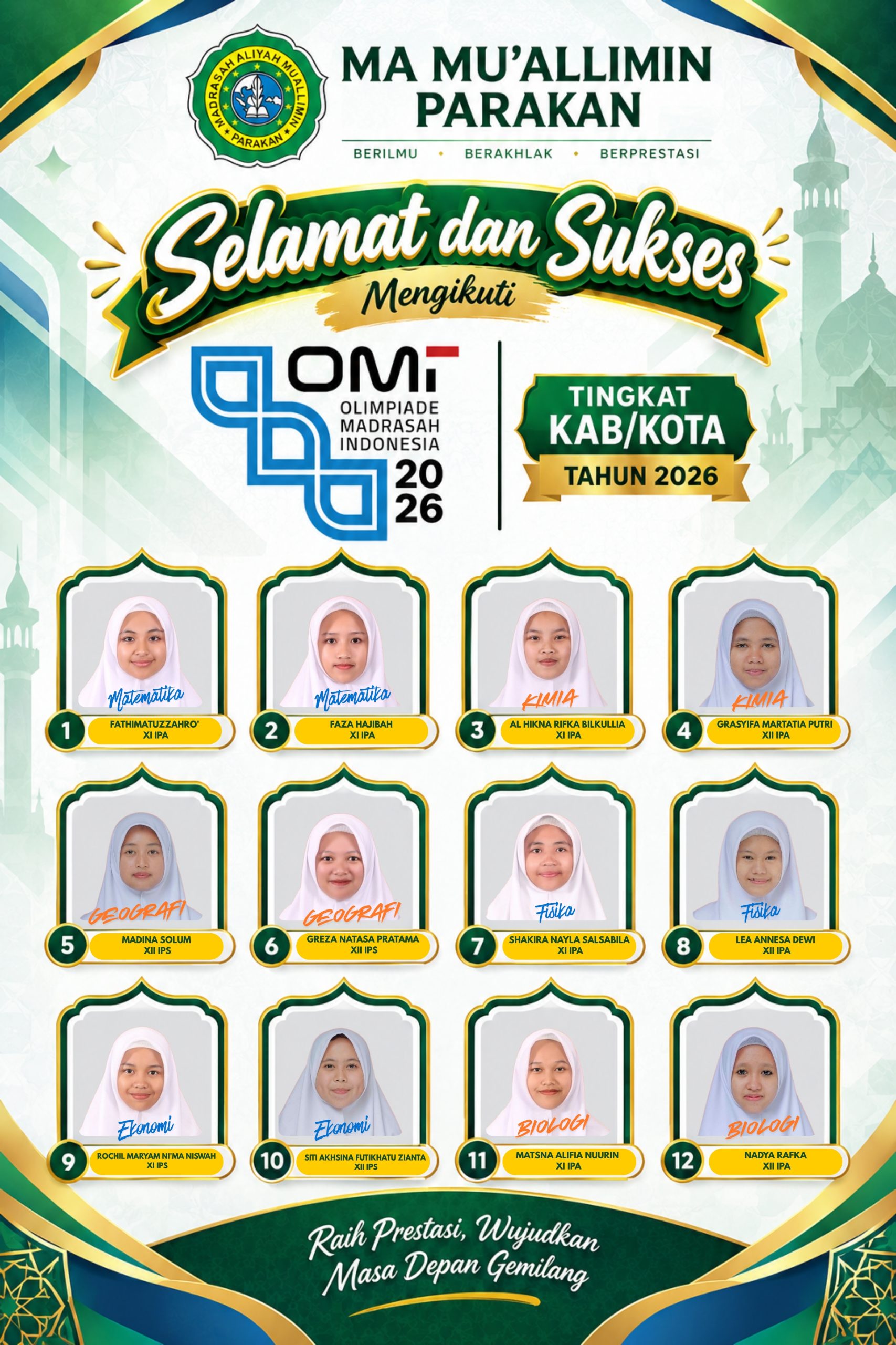 Pelaksanaan Olimpiade Madrasah Indonesia (OMI) 2026 tingkat Kabupaten/Kota